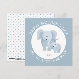 Tarjeta Festiva Madre de elefante, Día de la Madre azul polvorient