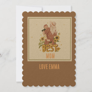 Tarjeta Festiva "Madre e hija entre los girasoles en Boho