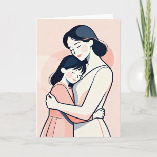 Tarjeta Festiva Madre e hija se abrazan el Día de la Madre