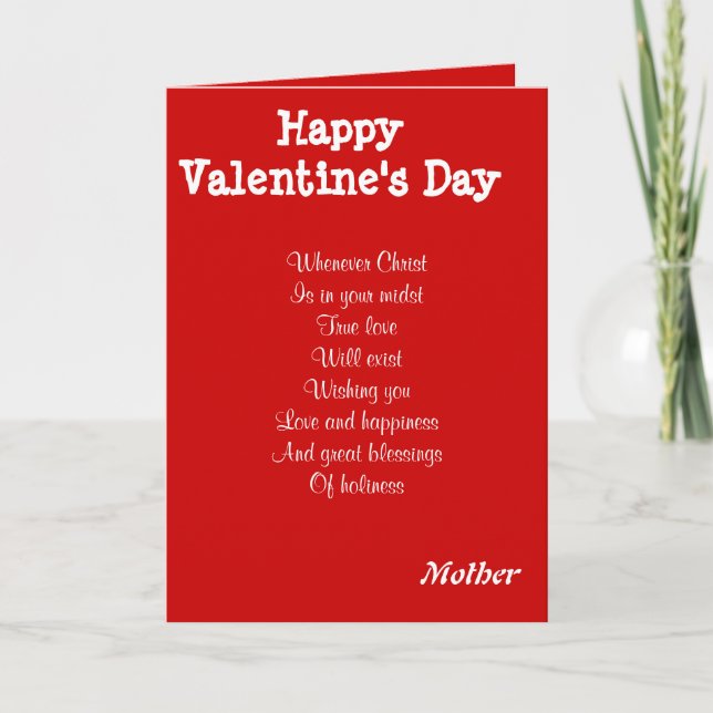 Tarjeta Festiva Madre el día de San Valentín religiosa (Anverso)