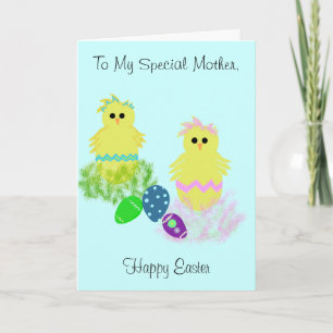 Tarjeta Festiva Madre especial Huevos coloridos con colmenillas am