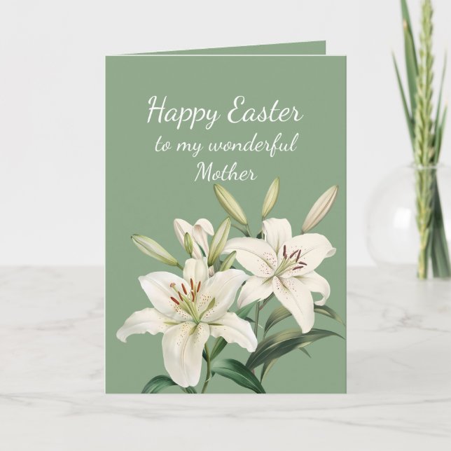 Tarjeta Festiva Madre Feliz Pascua Flores Lirio Blanca de Pascua (Anverso)