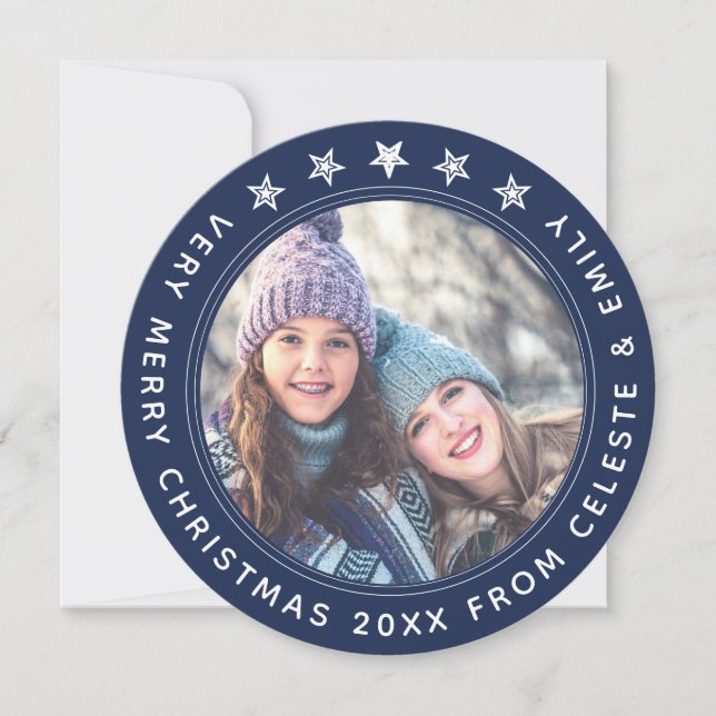 Tarjeta Festiva Madre hija: Navidades Blue Personalized (Anverso)