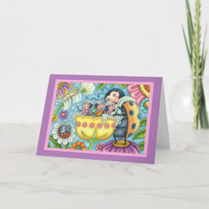 TARJETA FESTIVA MADRE LADYBUG Y NIÑOS, BAÑO DE BURBUJA DE TULIP H