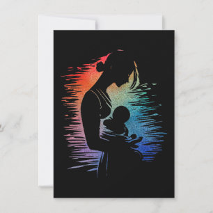 Tarjeta Festiva Madre llevando su bebé, su madre y su boceto de be