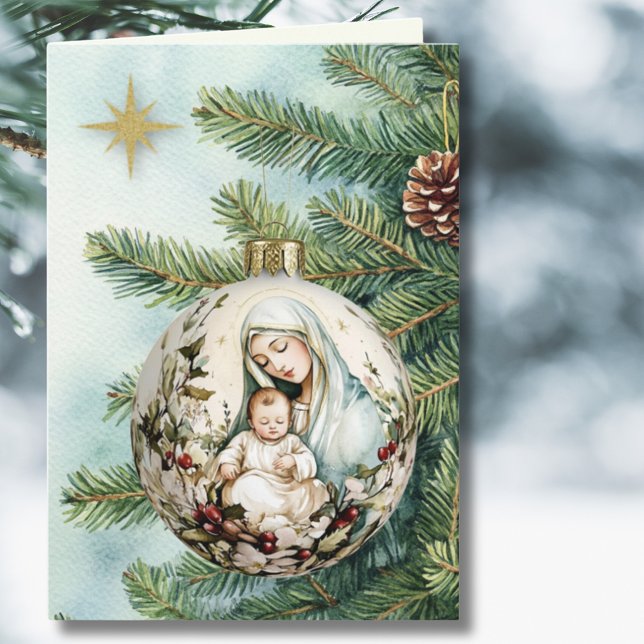 Tarjeta Festiva Madre religiosa María Jesús Navidades de acuarela (Subido por el creador)