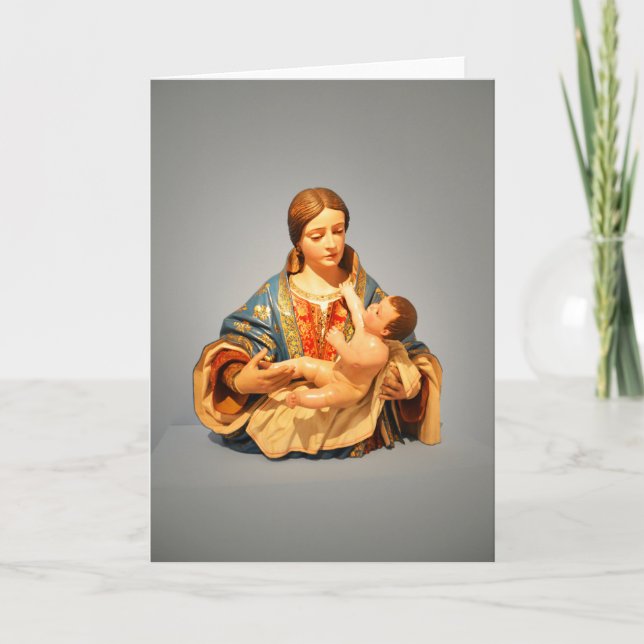 Tarjeta Festiva Madre Santa María y Jesús (Anverso)