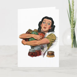 Tarjeta Festiva madre vintage, ama de casa, enlatador retro 50