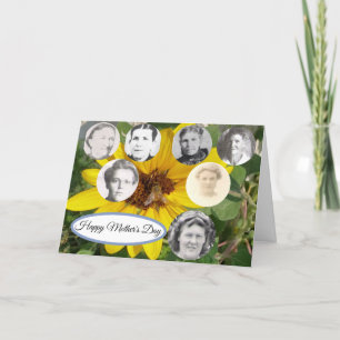 Tarjeta Festiva Madres en familia girasol y Día de la Madre de abe