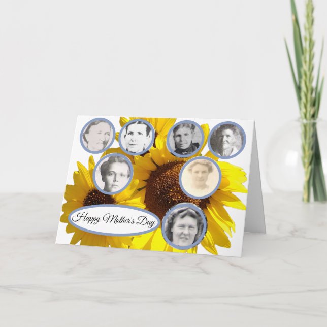 Tarjeta Festiva Madres en familia Trío de girasol Día de la Madre  (Anverso)