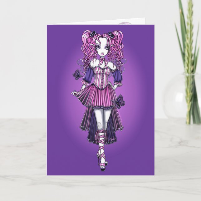 Tarjeta Festiva "Maegan" Pink Valentine Fairy Art Card (Anverso)