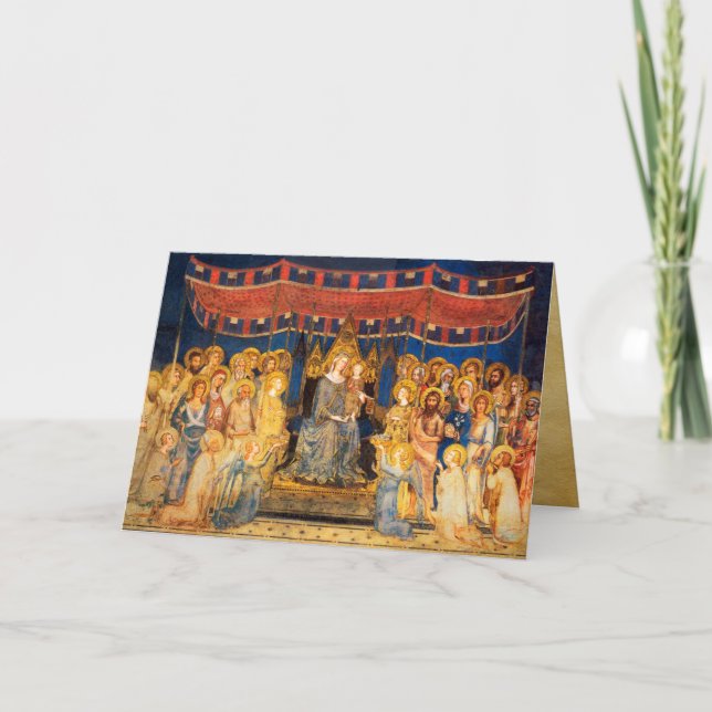 Tarjeta Festiva MAESTA, VIRGEN CON NIÑO, Zafiro Azul (Anverso)