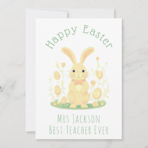 Tarjeta Festiva Maestra de Jardín Infantil de Cute Golden Easter B