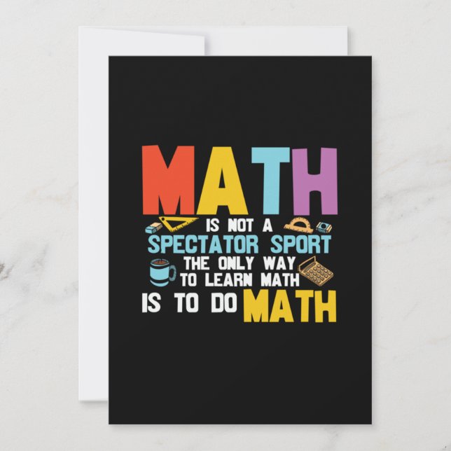 Tarjeta Festiva Maestra Matemática No Es Un Deporte Espectador (Anverso)