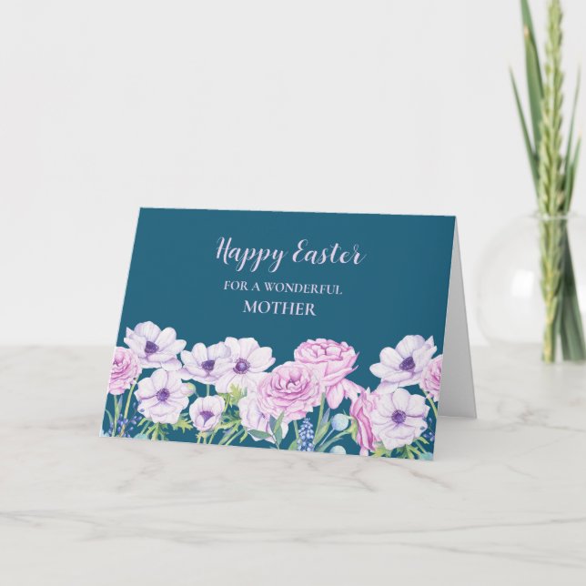 Tarjeta Festiva Maestra morada floral feliz madre (Anverso)