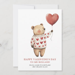 Tarjeta Festiva Maestro Osito Feliz Día de San Valentín