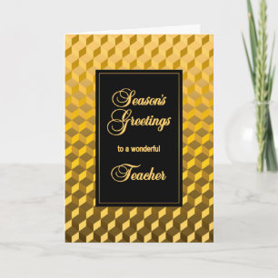 Tarjeta Festiva Maestros Temporadas Saludos Efecto Dorado