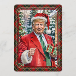 Tarjeta Festiva MAGA Santa Trump Maganificantes Navidades Tartán