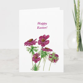 Tarjeta Festiva Magenta Wins Flowers Easter Card