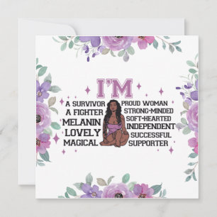 Tarjeta Festiva Magia chica negra, melanina, sista, esquí marrón