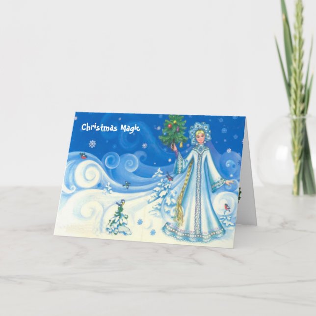 Tarjeta Festiva magia de los navidades, diseño de cristales de nie (Anverso)