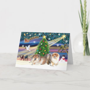Tarjeta Festiva Magia de Navidad-Pareja Chow