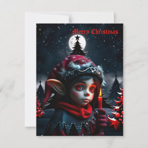 Tarjeta Festiva Magia del elfo gótico bajo la luna llena.