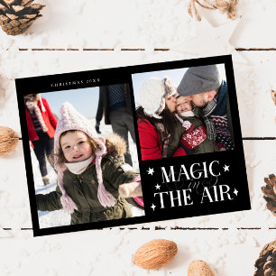 Tarjeta Festiva Magic In The Air Black Multi Photo Holiday Card