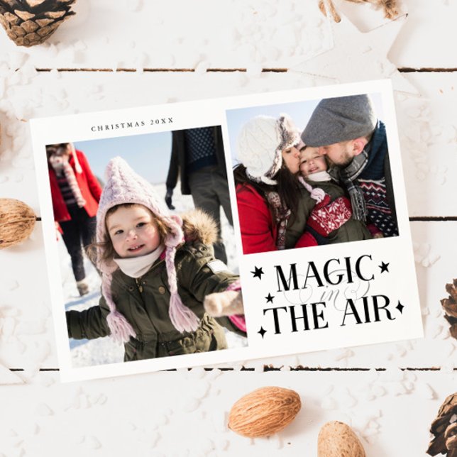 Tarjeta Festiva Magic In The Air White Multi Photo Holiday Card (Subido por el creador)