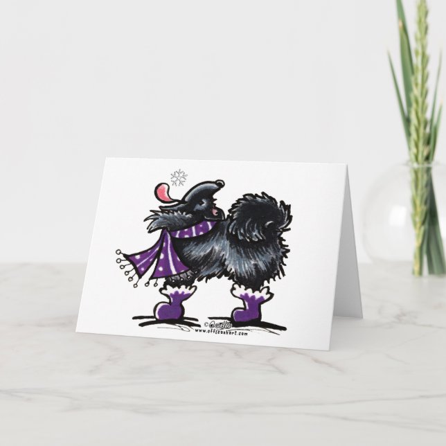 Tarjeta Festiva Mágica de invierno de Pomerania Negra (Anverso)