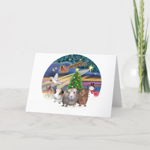 Tarjeta Festiva Mágica de los navidades - 3 cerdos de Guinea
