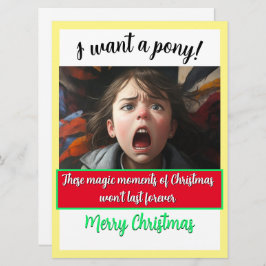 Tarjeta Festiva ¡Mágica de Navidades QUE QUIERO UNA PONA!
