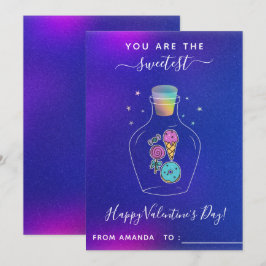Tarjeta Festiva Magical Candy Jar El día de San Valentín escolar i