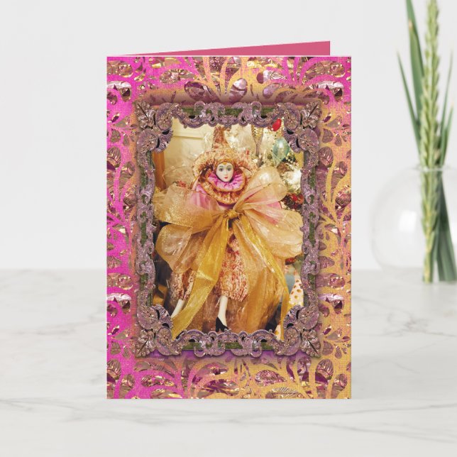 Tarjeta Festiva Magical Doll and Bow Victorian Navidades (Anverso)