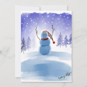 Tarjeta Festiva Magical Wonderland Winter Snowman Scene
