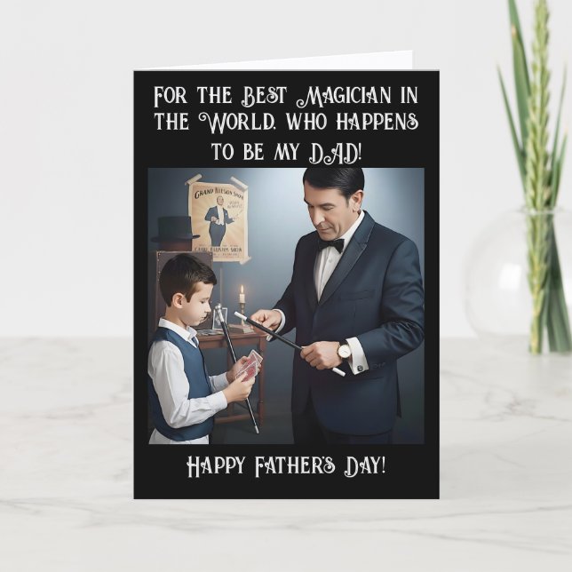 Tarjeta Festiva Magician Dad and Son (1) - Father's Day (Anverso)