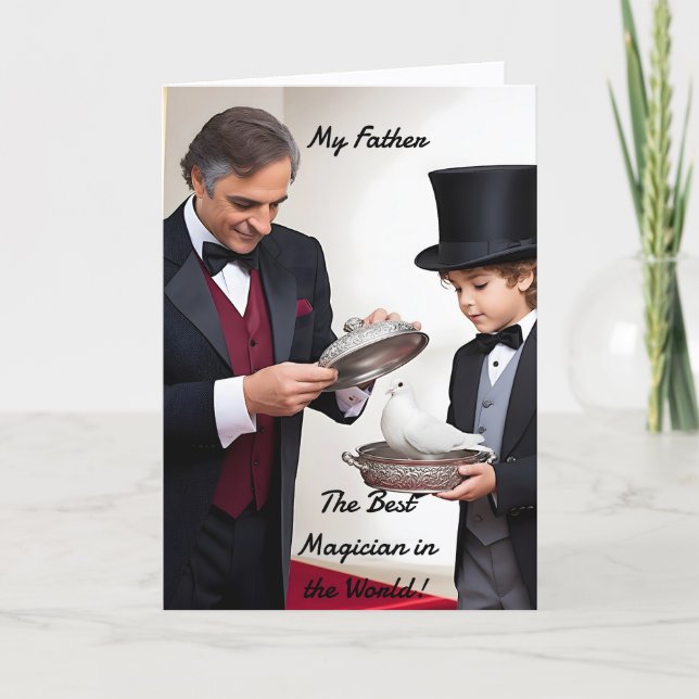 Tarjeta Festiva Magician Dad and Son (2) - Father's Day (Anverso)