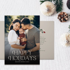 Tarjeta Festiva Magnífica tipografía Happy Holidays Photo