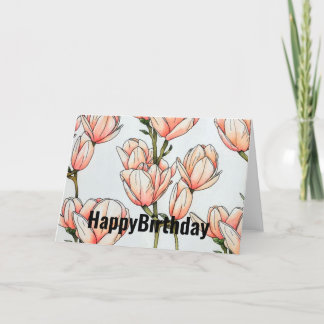 Tarjeta Festiva Magnolia acuarela arte cumpleaños