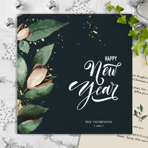 Tarjeta Festiva Magnolia Gold Confetti   Feliz Año Nuevo