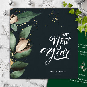 Tarjeta Festiva Magnolia Gold Confetti Feliz Año Nuevo