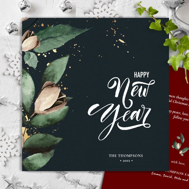 Tarjeta Festiva Magnolia Gold Confetti | Feliz Año Nuevo (Subido por el creador)