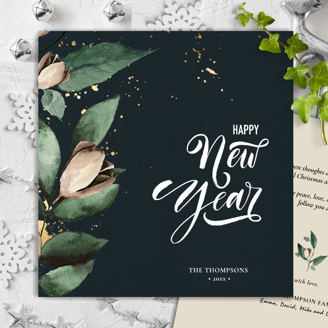 Tarjeta Festiva Magnolia Gold Confetti | Feliz Año Nuevo (Subido por el creador)
