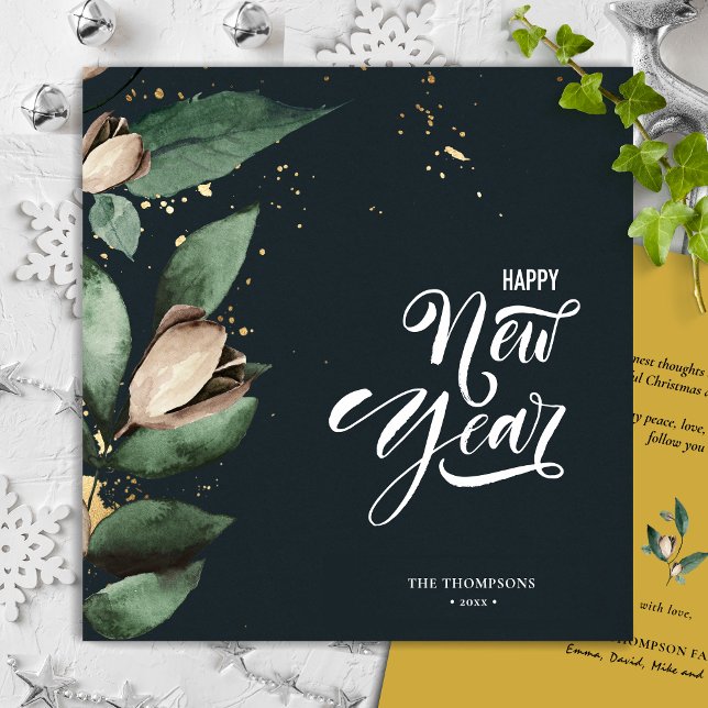 Tarjeta Festiva Magnolia Gold Confetti | Feliz Año Nuevo (Subido por el creador)