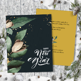 Tarjeta Festiva Magnolia Gold Confetti | Piso de Año Nuevo Feliz