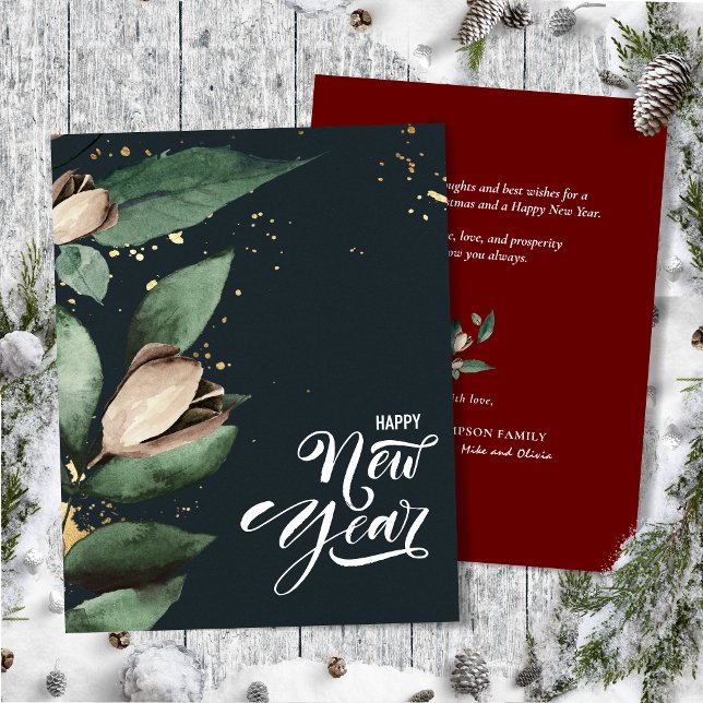 Tarjeta Festiva Magnolia Gold Confetti | Piso de Año Nuevo Feliz (Subido por el creador)