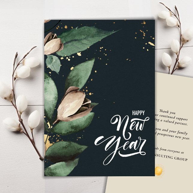 Tarjeta Festiva Magnolia Gold | Empresas Feliz Año Nuevo (Subido por el creador)