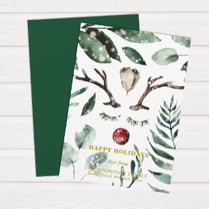 Tarjeta Festiva Magnolia por la nieve superpuesta de filo verde ru