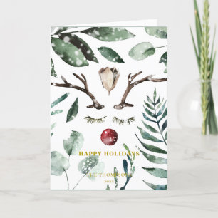 Tarjeta Festiva Magnolia por la nieve superpuesta de filo verde ru