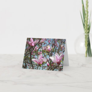 Tarjeta Festiva Magnolia rosa florece